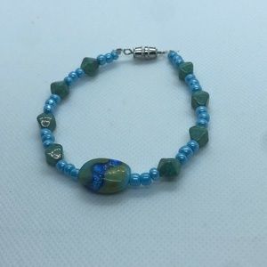 mother earth blue and green beaded bracelet